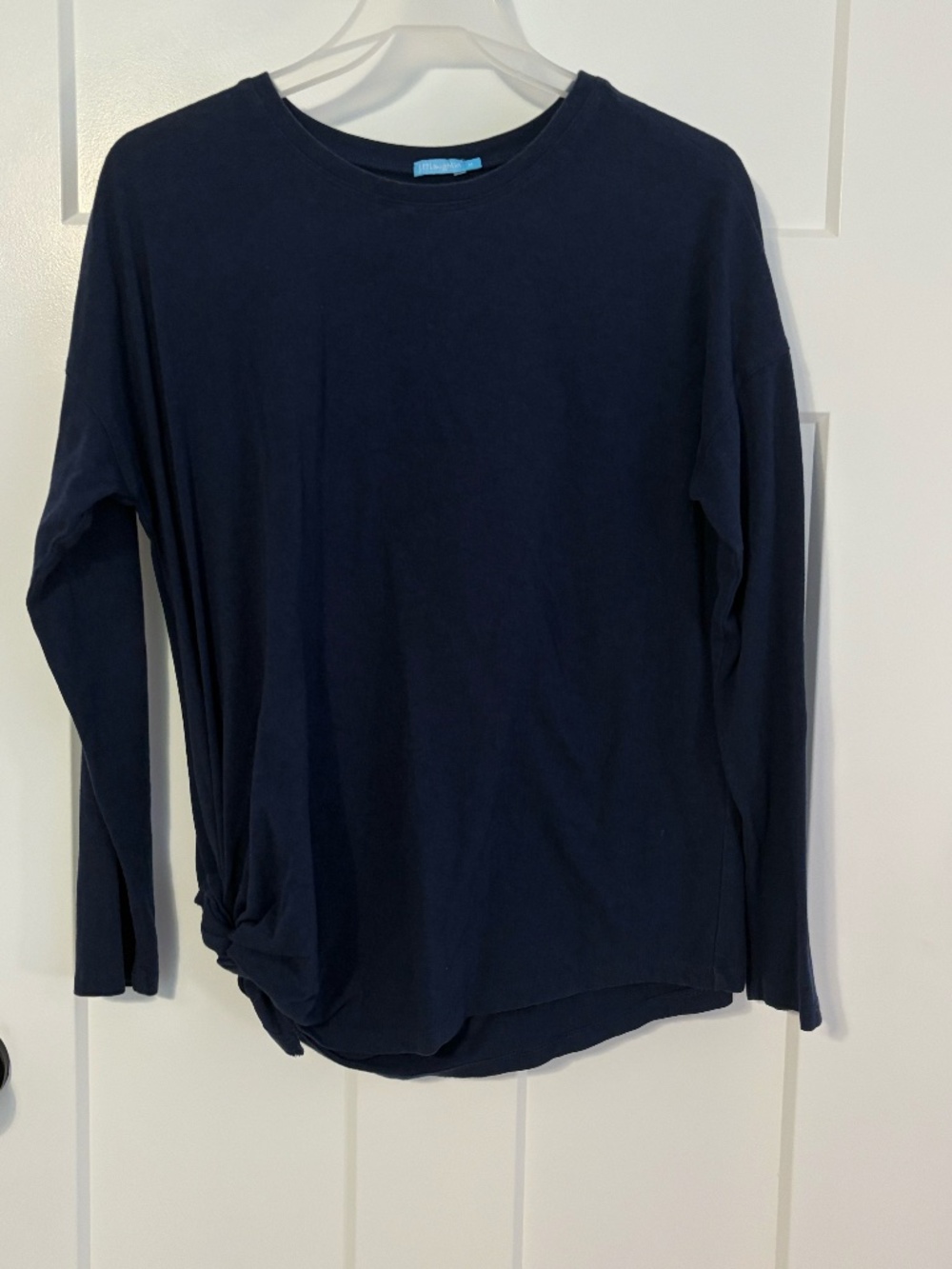 J. McLaughlin Womens Side Knot Long Sleeve T-shirt Cotton/Modal Navy Blue Medium